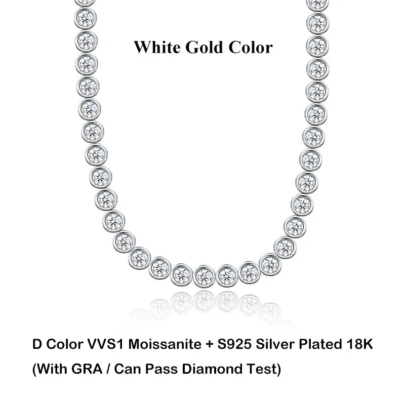 Luxury Bubble 2/3mm D Color Full Moissanite Tennis Necklace for Women S925 Silver Plated 18K Diamond Neck Chain Necklaces