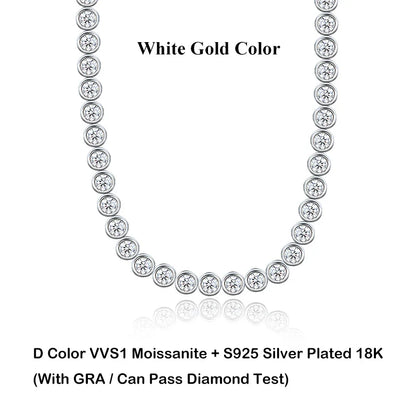 Luxury Bubble 2/3mm D Color Full Moissanite Tennis Necklace for Women S925 Silver Plated 18K Diamond Neck Chain Necklaces