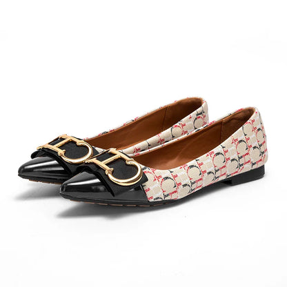 Women's Lefu Shoes New Spliced Pointed Anti slip Flat Casual Shoes Business Shoes