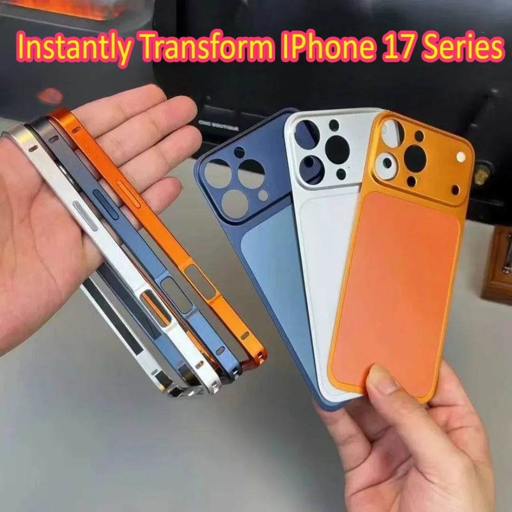 Original Colour Aluminum Alloy Frame Backplane Case For IPhone 13 14 15 16 Pro Max Transform IPhone 17 Series Lens Protect Cover