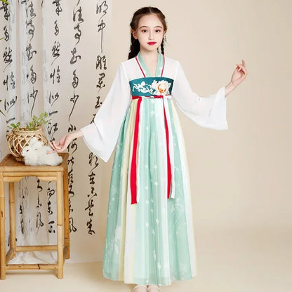 Summer Party Costume Girl Dresses Vintage Kids Clothes Vestido Casual Baby Chinese Hanfu Cosplay Children Princess Girls Dress