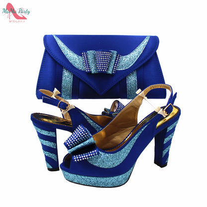 2021 Specials Design Black Color Nigerian Women Shoes and Bag Set High Quality Slingback Sandals with Appliques for Wedding