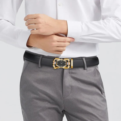 High quality fashion men's leather belt, adjustable automatic belt for men, business & casual male belt