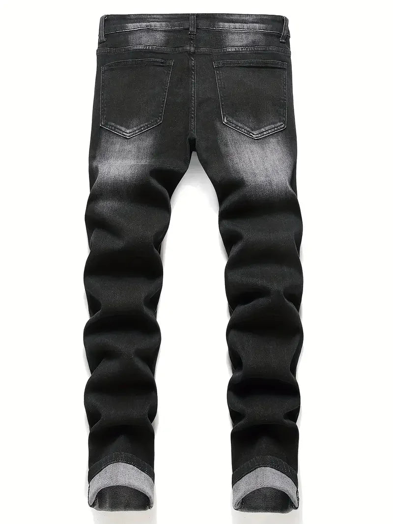 Men's Stretchy Denim Jeans For Men Simple Slim Casual Straight Fashion Classic Pants Cargo Denim Jeans Solid Streetwear Trousers