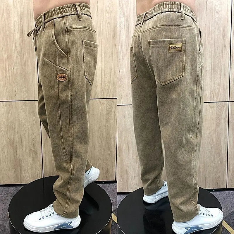 Autumn Pants Men's Jeans Men's Trousers Loose Versatile Autumn Winter High-waist Middle-aged Stretch Harem Pants