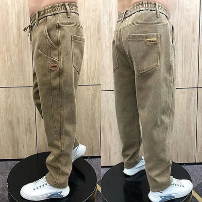 Autumn Pants Men's Jeans Men's Trousers Loose Versatile Autumn Winter High-waist Middle-aged Stretch Harem Pants