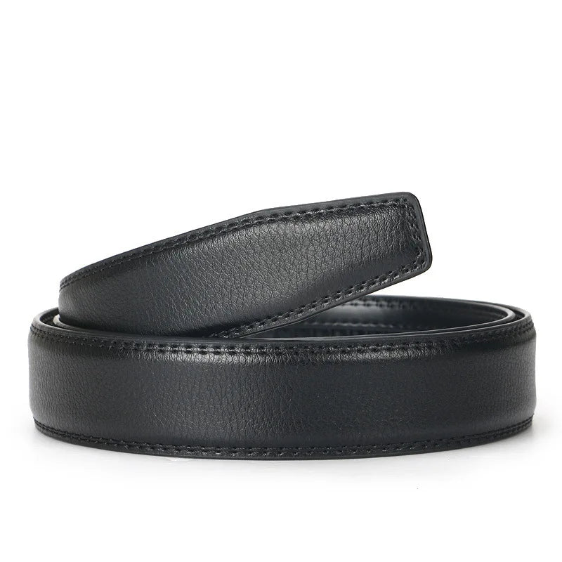 Men's High-Quality Genuine Leather Belt Adjustable Automatic Buckle Black/Brown Cuttable Ratchet Belt for Men