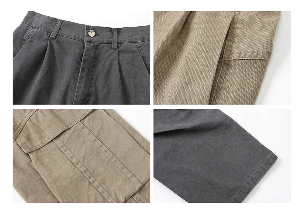 Vintage Streetwear Multi Pocket Cargo Pants Unisex Loose Straight Fit High Quality Trendy Japanese Style Trousers For Men Women