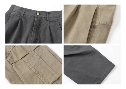 Vintage Streetwear Multi Pocket Cargo Pants Unisex Loose Straight Fit High Quality Trendy Japanese Style Trousers For Men Women