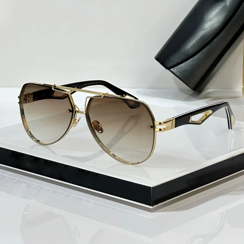 King I Top Quality Luxury Designer Sunglasses Big Oval Alloy Acetate Germany Trendy UV400 for Men Women Fashion Street with Case