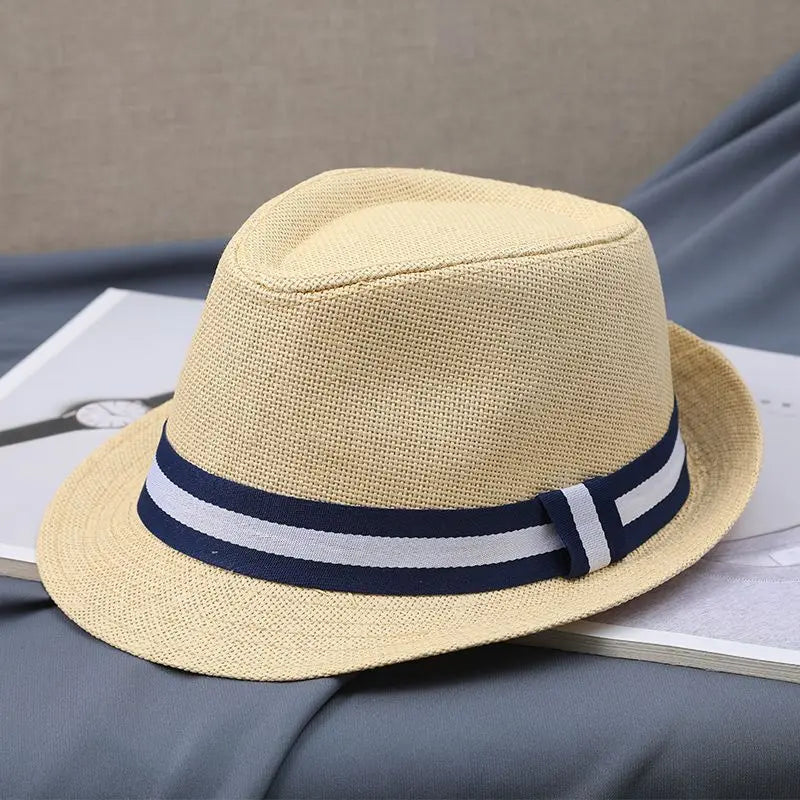 New Hat Men Summer Short Shading Fashion Jazz Gentleman Hat Middle-aged and Old Outdoor Leisure Joker Hat
