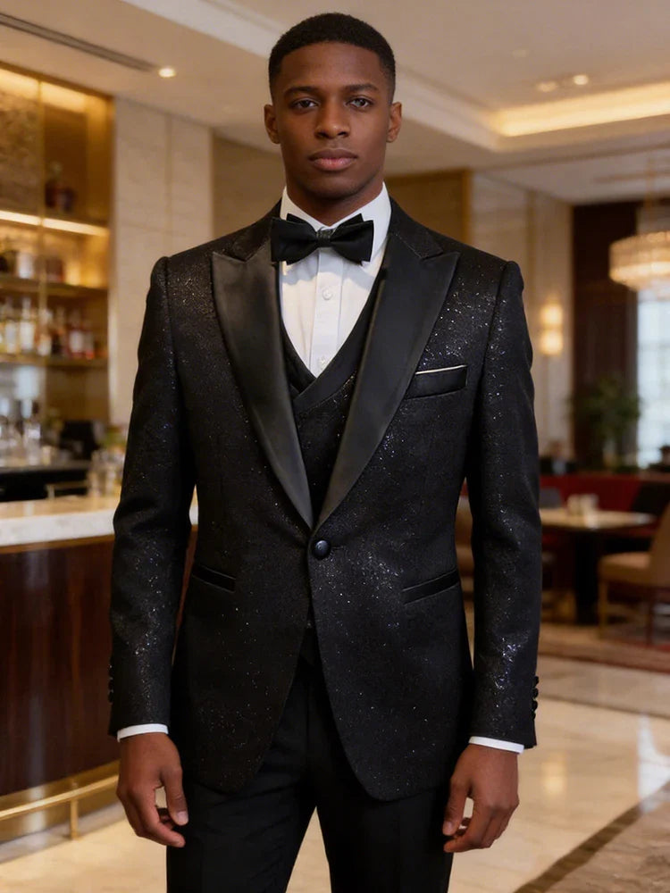 Luxury Man Suits High Quality 3 Pieces Littering Rhinestone Embellishment Wedding Dress Shining Flash Diamond Tuxedo Dinner Suit