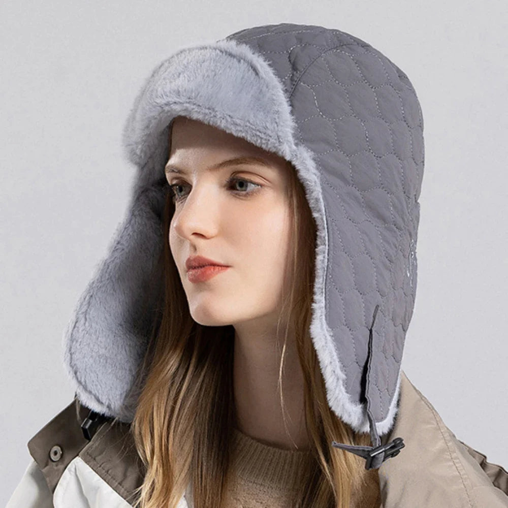 Russian Hat Soft Fur Lined Trapper Earflap Cap Windproof Autumn Winter Hats for Men Women Snow Ski Russian Cap Bomber Hat