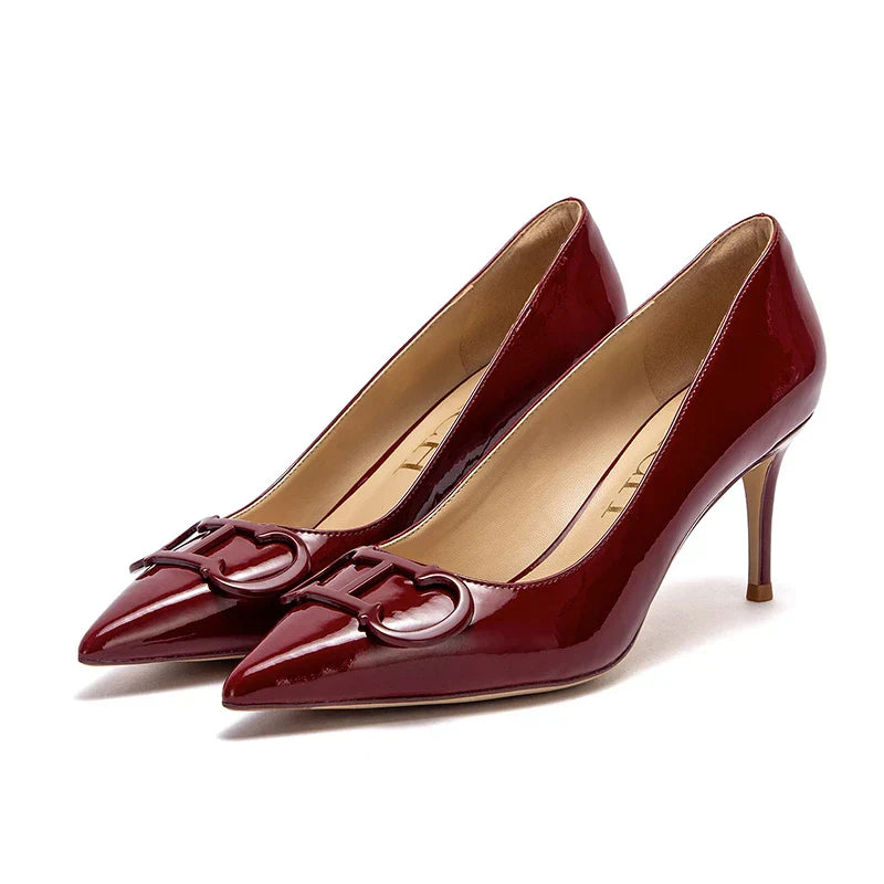 Women's High Heels New Lacquer Leather Women's Business Wedding Shoes 7cm