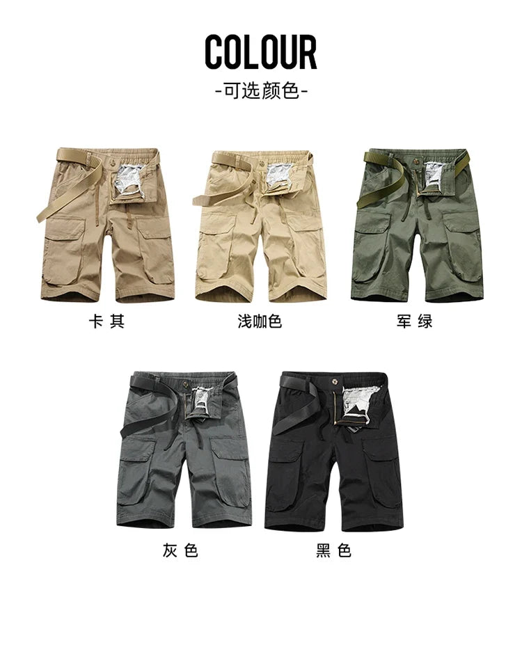 Men Spring Casual Tactical Cargo Shorts Men Multi Pocket Outdoor Shorts Men Breathable Sports Workout Daily Wear Male Shorts