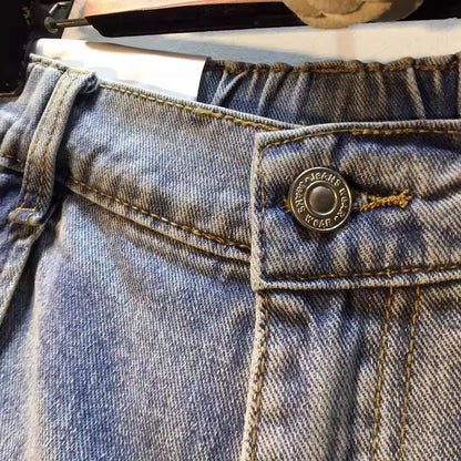 2026 Summer New Embroidery Letter High Waist Cargo Pocket Denim Shorts Women