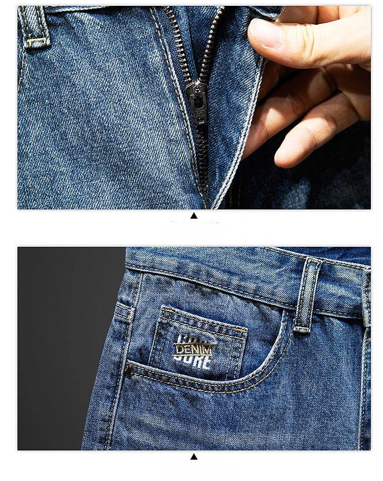 2024 New in Vintage Men's Denim Shorts Fashion Straight Bermuda Jeans Slim Soft Casual Short Pants Male Streetwear