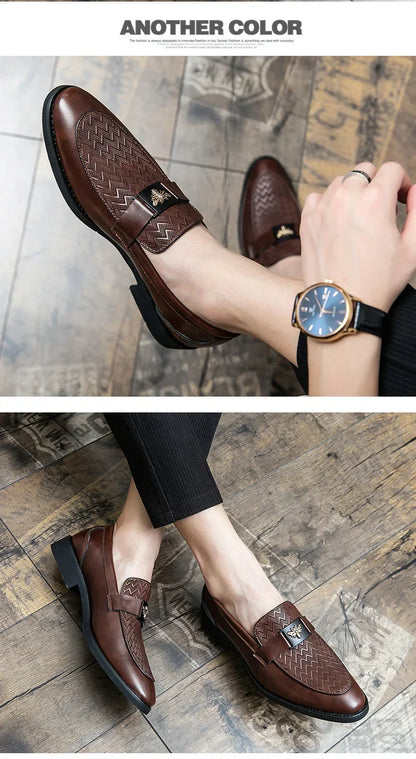 Men's Business Casual Shoes Autumn British Style Pointed Toe Formal Leather Shoes Easy to Wear Black Suit Wedding Shoes