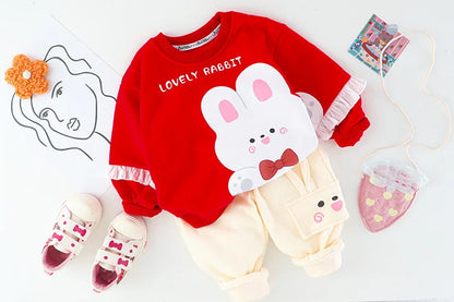 New Spring Autumn Baby Clothes Suit Children Girls Fashion Cartoon T-Shirt Pants 2Pcs/Set Toddler Sports Costume Kids Tracksuits