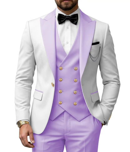 Men's 3 Piece Tuxedo Slim Fit for Men Tuxedo Suit Double Breasted  for Wedding Groom Business Tuxedos