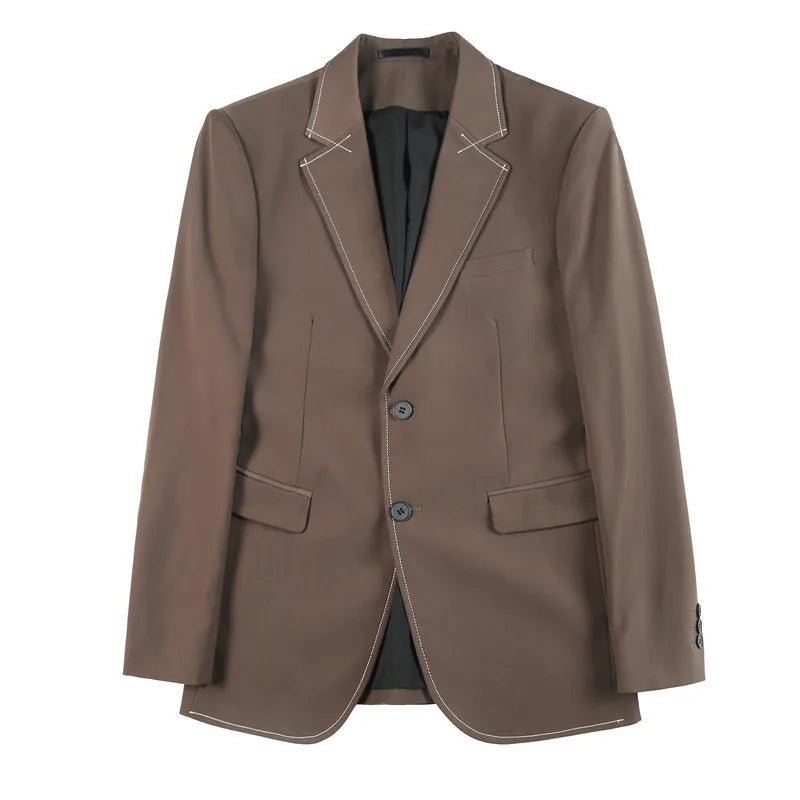 High Quality Line design Luxury Men's Suit Coats Fashion Business Casual Two Buttons Formal Social Wedding Party Suit Jacket