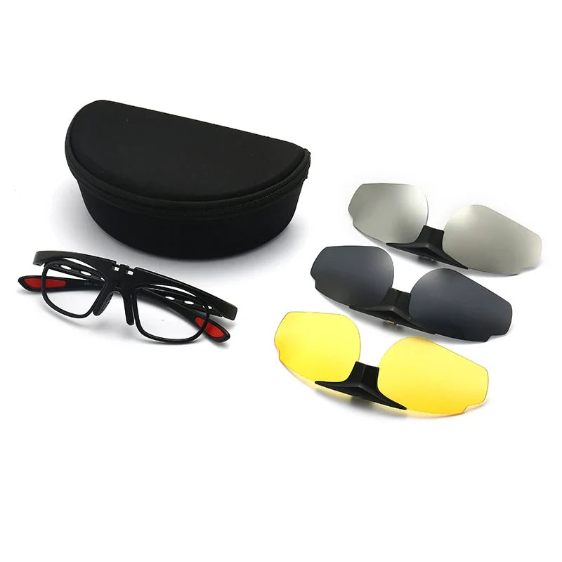 Cycling 4 In 1 Sets Polarized Clip On Sun Glasses Eyeglasses TR90 Magnetic Sunglasses Men Glasses Frame UV400 Anti-Glare