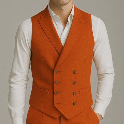 Men Vest White Solid With Lapel Double Button Waistcoat For Wedding Party Banquet Business Work Daily Casual Men Suit Vest