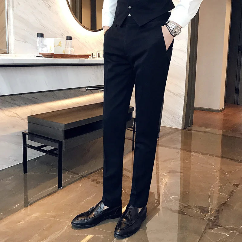 2022 Spring Summer New Men Suit Pants Solid Color Casual Business Dress Pants Slim Fit Trousers Formal Men Social Casual Pants