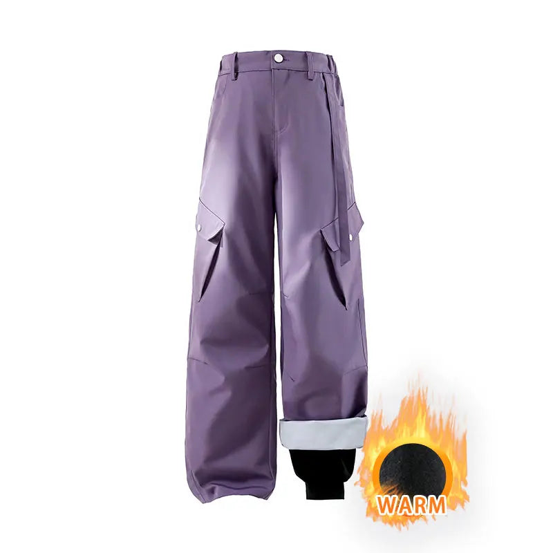 Outdoor Hiking Pants Woman 3 In 1 Removable Fleece Waterproof Camping Trousers Winter Large Pocket Windproof Cycling Travel Pant