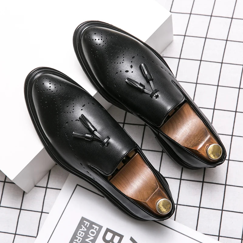 Brand Mens Leather Office Flats Wedding Banquet Luxury Loafers Comfortable Designer Oxfords Business Formal Korean Shoes for Men