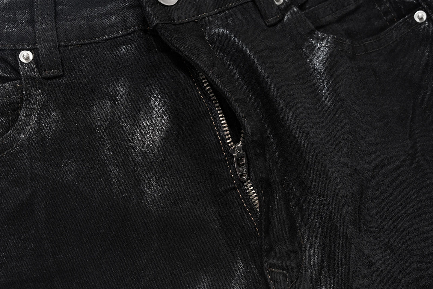 Streetwear Black Wax Leather Strecth Jeans for Men Ropa Hombre Baggy Y2k Flare Pants Oversized Straight Denim Trousers