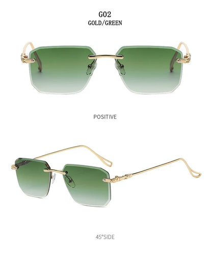 2024 Rimless Sunglasses Women Trendy  New Square Fashion Glasses Vintage Luxe Lentes De Sol Mujer Lunette Soleil Femme Okulary