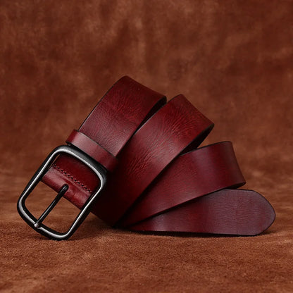 3.8CM Men High Quality Genuine Leather Belt Luxury Pin Buckle Belts Thick Cowskin Fashion Vintage Strap Male Jeans for Man
