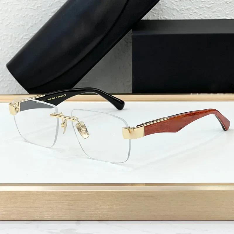 Luxury Rimless Sunglasses Irregular Square Alloy Acetate High Street Men Women Handmade in Germany UV400 THE MAGIC III with Case