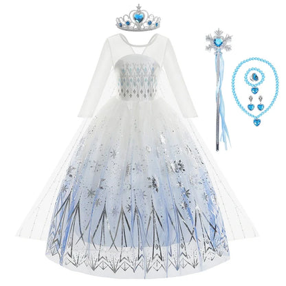 Frozen Snow Queen Elsa Anna Dresses for Girls Costumes Kids Cosplay Princess Children Gowns Clothes Party Dresses Outfits