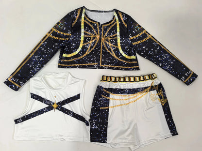 3Pcs Kpop Costume Rumi Singer Dance Dress 3D Print Girls Halloween Christmas Costumes Cosplay Fancy Stage Performance Outfits