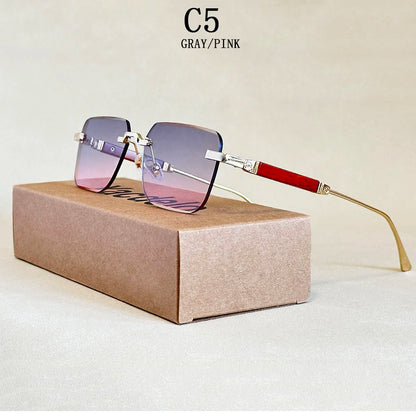 Vintage Square Sunglasses For Men Rimless Sunglasses Women Trendy Retro Fashion Glasses Gafas De Sol Hombre Lunette Soleil Femme
