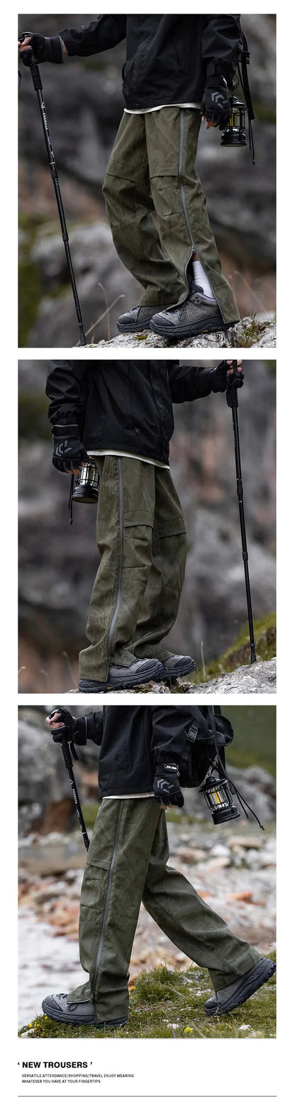 Men's Hiking Pants Waterproof Windproof Breathable Overalls Trousers Side Zipper Trekking Camping Outdoor Sport Camping Pants