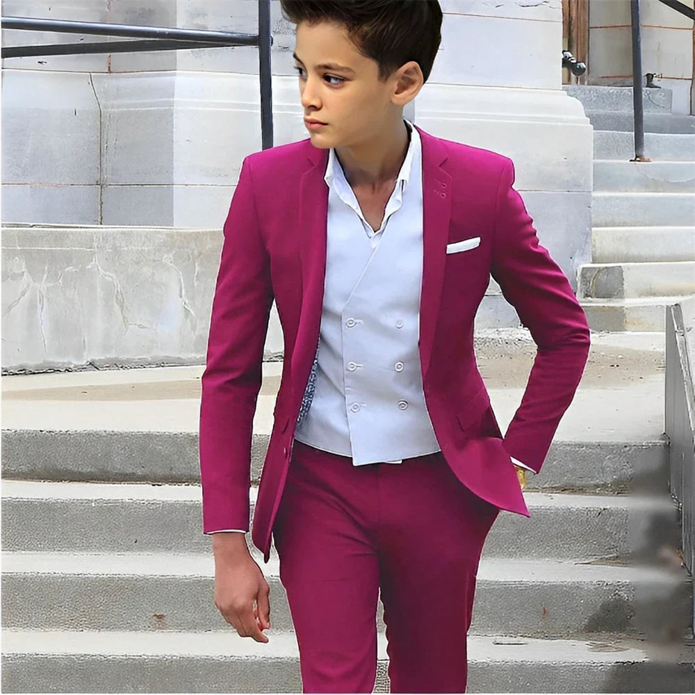 Formal Boys Slim Fit Suits 2 Pieces Birthday Party Tuxedo,Smart Handsome Kids Suit Set Wedding Guest Outfit Plus Size 2-20T