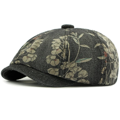 Beret Cap Spring Summer Autumn Men Women Cap Male Female Floral Artist Painter Beret Hat Denim Flat Cap Octagonal Berets