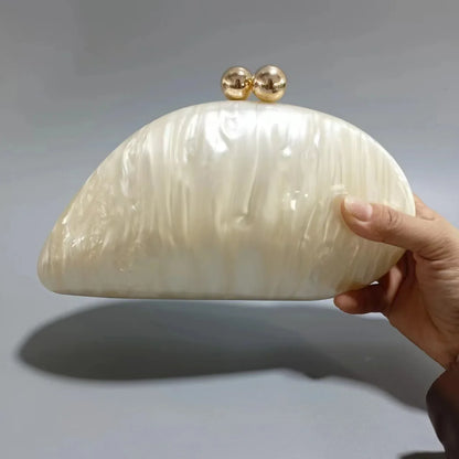 shell shape clutch bag women designer evening party cute purse new green gold purple ivory handbag High Quality