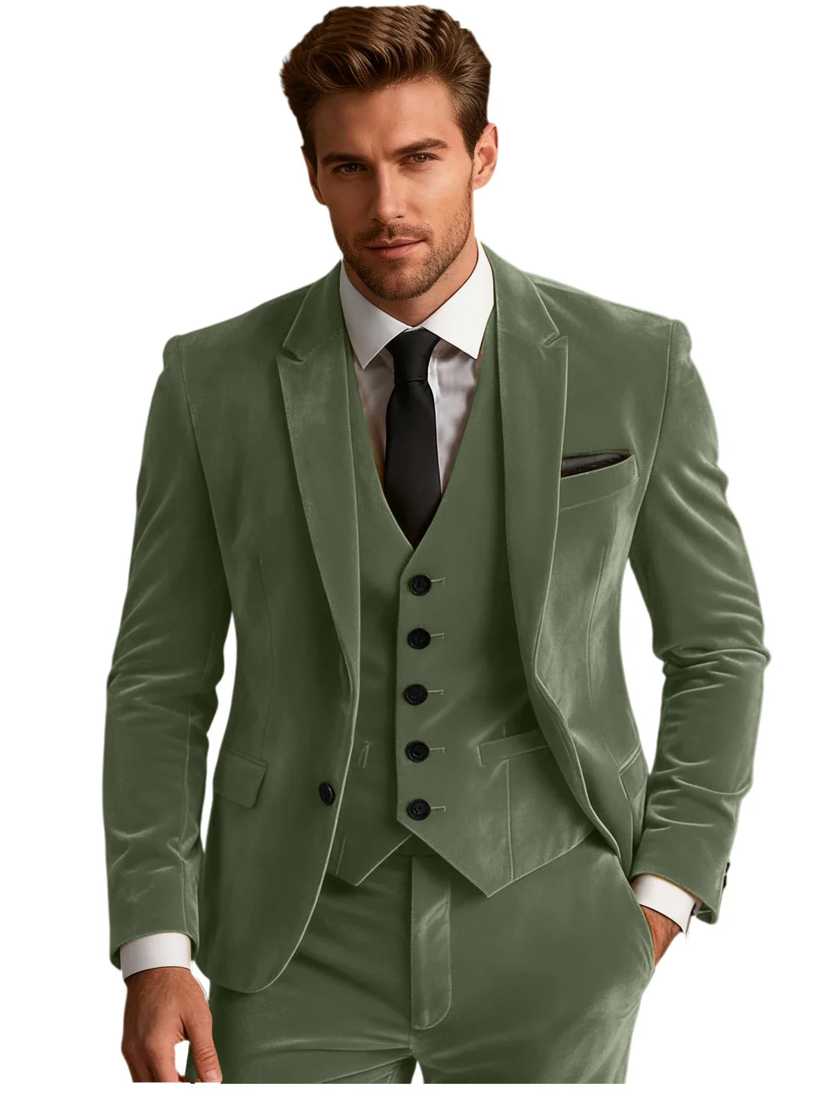 Elegant Wedding Men's Suit Business Tuxedos Formal 3 Piece Set Jacket Vest Pants Single Breasted Men Sport Coats Blazers