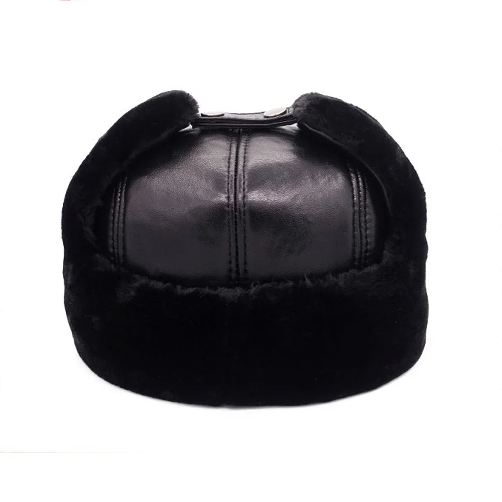 2026 Hot Men 100% Natural Real Sheepskin Leather Bomber Hats Male Casual Winter Warm Sheepskin Leather Cap Hot Russia Adult Caps