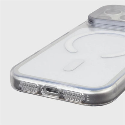 For Magsafe Folding Lens Holder Clear Magnetic Case For iPhone 17Pro Max 15 16Pro 17 With Camera Tempered Glass Hard Back Cover