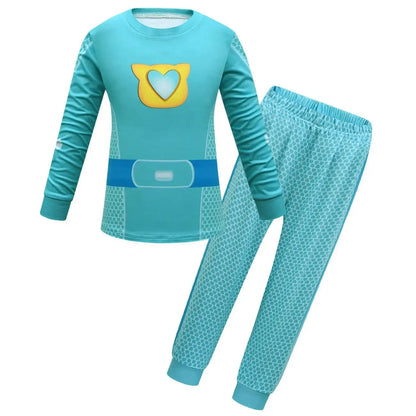 Children SuperKitties Halloween Cartoon Boys Cosplay Costume Super Kitties Buddy Girls Cos Suits Mask Bag Kids Birthday Clothing