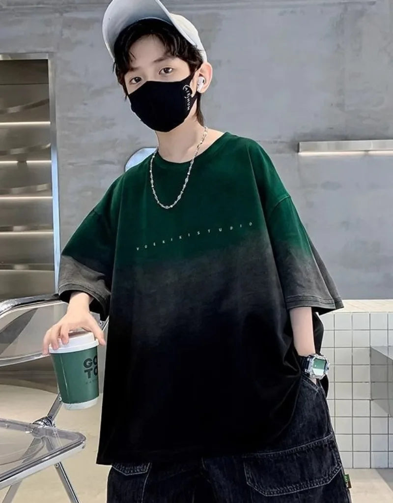 2026 New Boys Summer Streetwear T-Shirt Thin Cotton Casual Summer Half Sleeve Kids Casual Tops