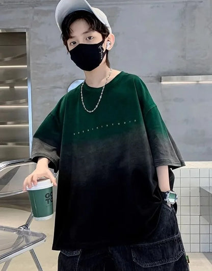 2026 New Boys Summer Streetwear T-Shirt Thin Cotton Casual Summer Half Sleeve Kids Casual Tops