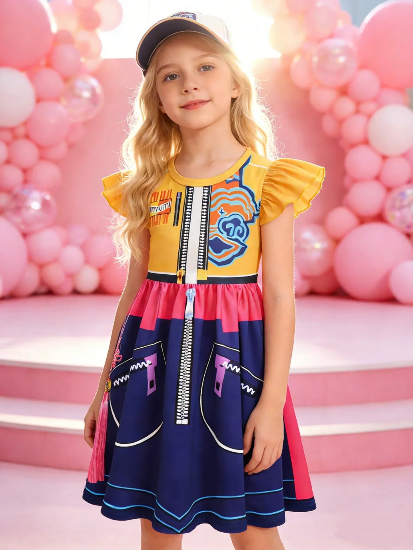 Popular Movie Hallyu Girl Group Black And White Girl Dress With Sequin Print, Party Role-Playing Costume