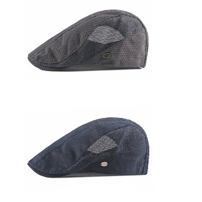 Men Women Breathable Mesh Summer Hat Newsboy Beret Ivy Cap Cabbie Flat Cap Adjustable Vintage Style