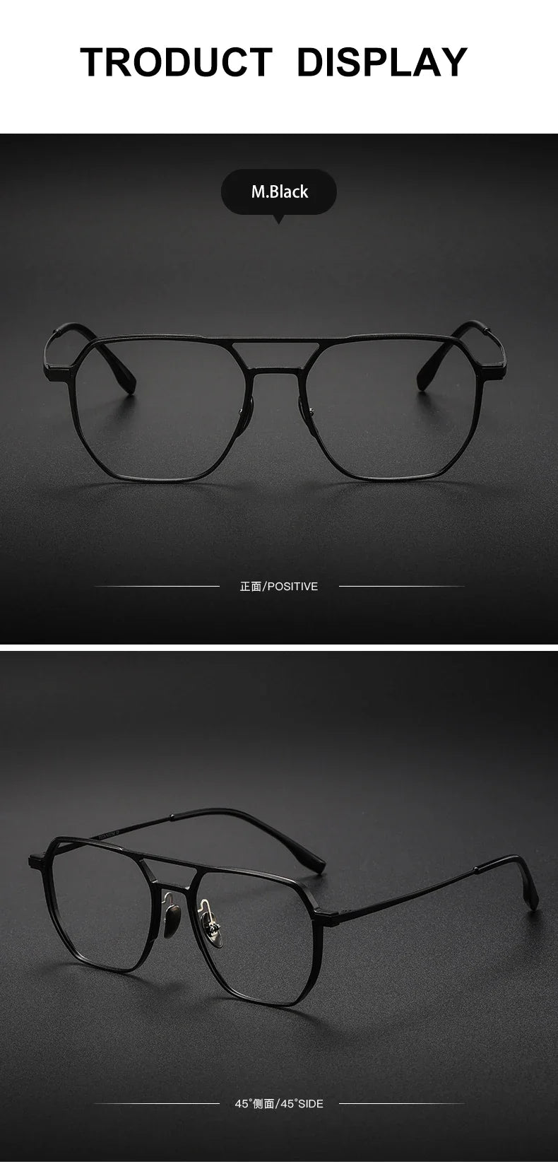 Large Frame Aluminum Frame Titanium Business Anti-Blue Light Reading Glasses Men Ladies Customizable Prescription ZY-20239